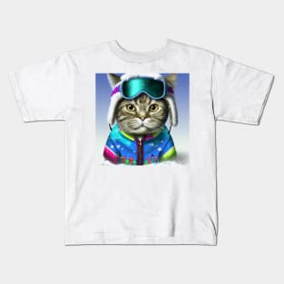 Cute Snowboarder Cat Kids T-Shirt